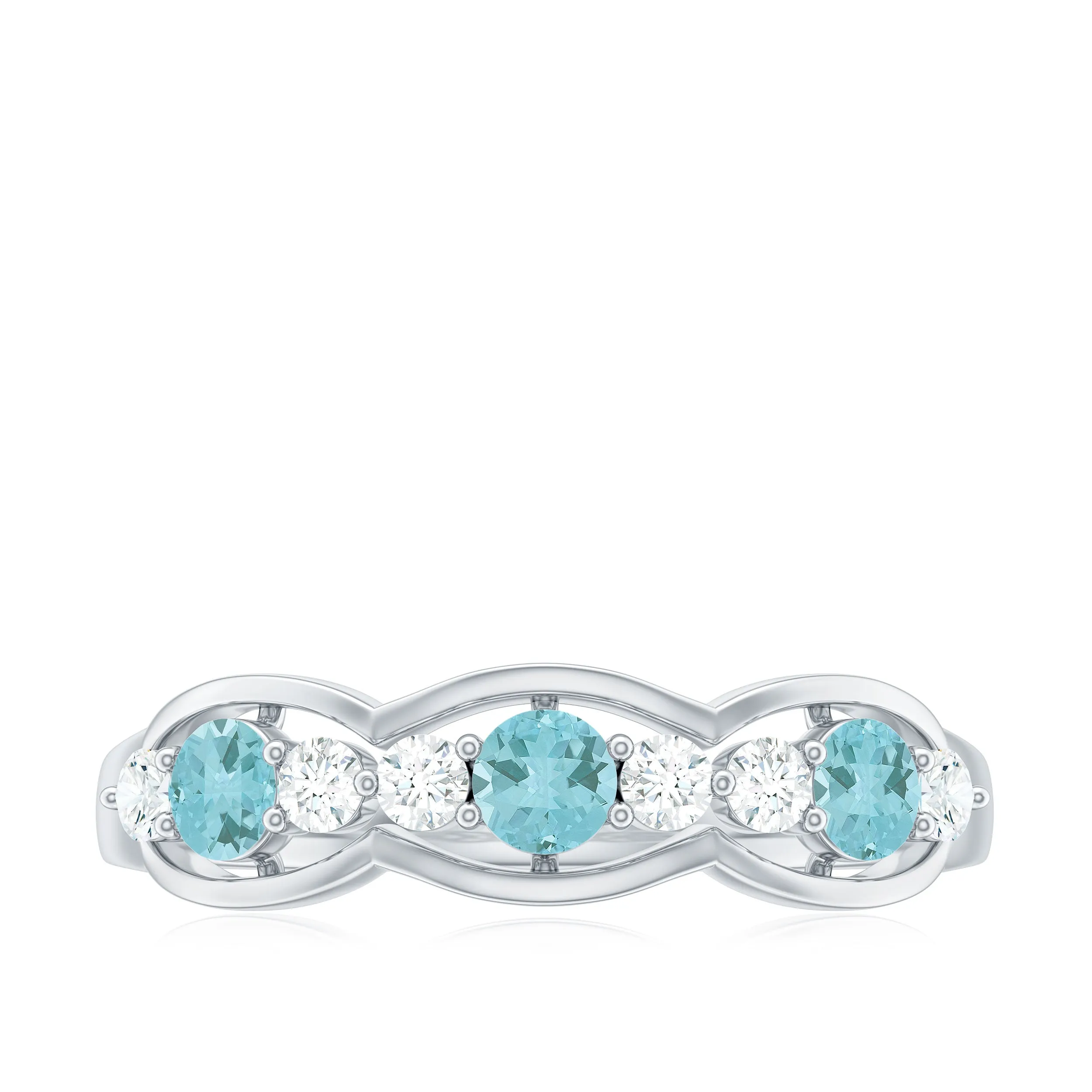 1/2 CT Sky Blue Topaz and Diamond Wedding Anniversary Ring