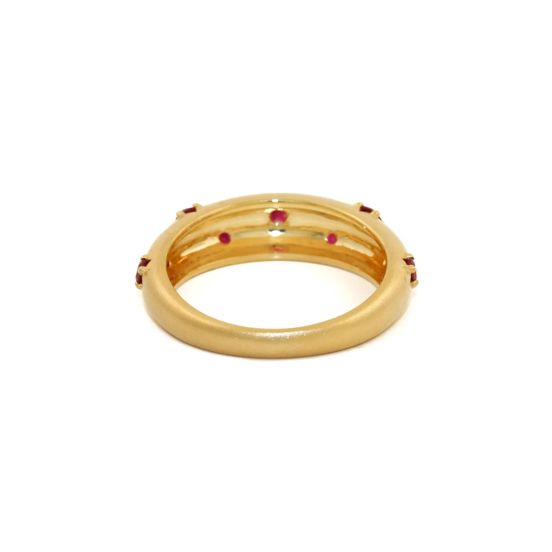 14k Matte Gold x 5mm Red Ruby Star Bombe Band