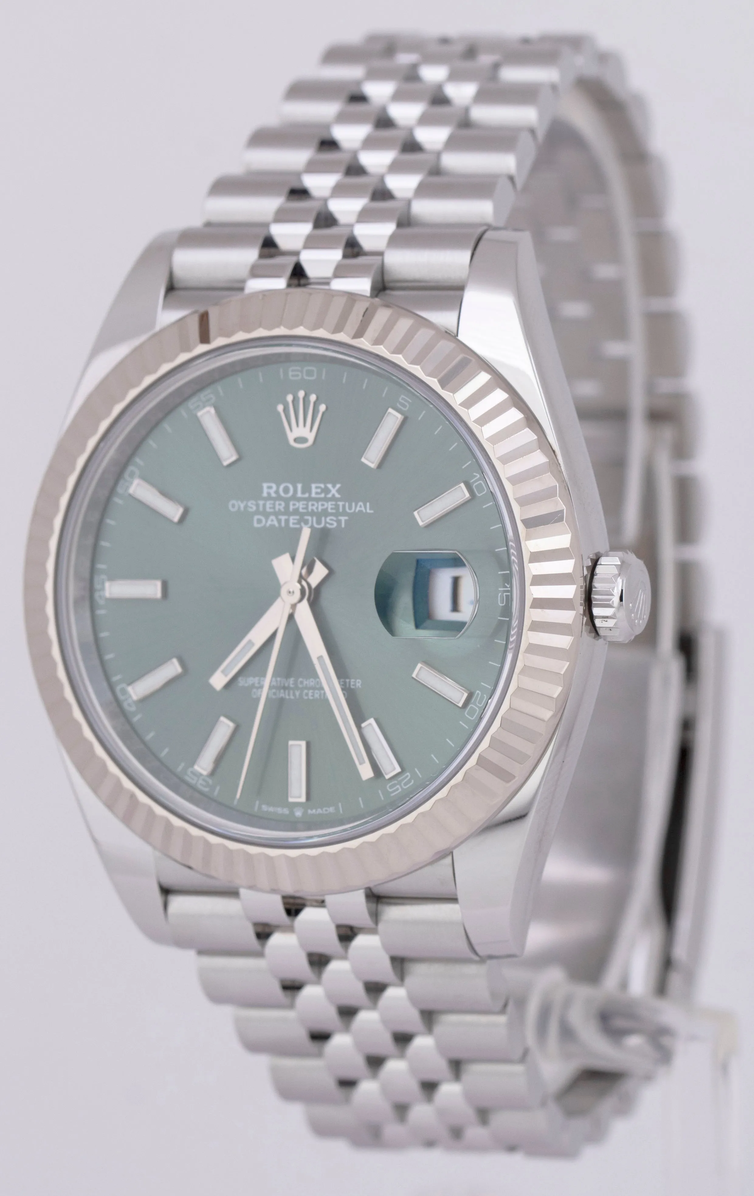 2023 NEW PAPERS Rolex DateJust 41 Mint Green Steel JUBILEE 41mm Watch 126334 BOX