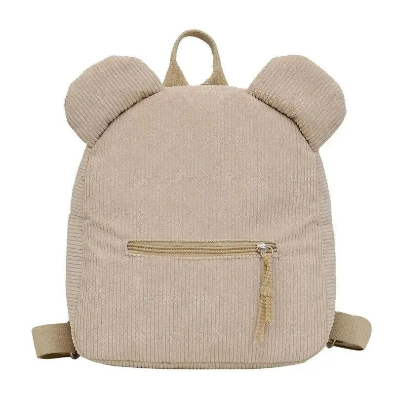 2024 Spring New Corduroy Casual Bear Backpack Personalized Name Children's Backpack Fashion Women's Bag Solid Color Backpack