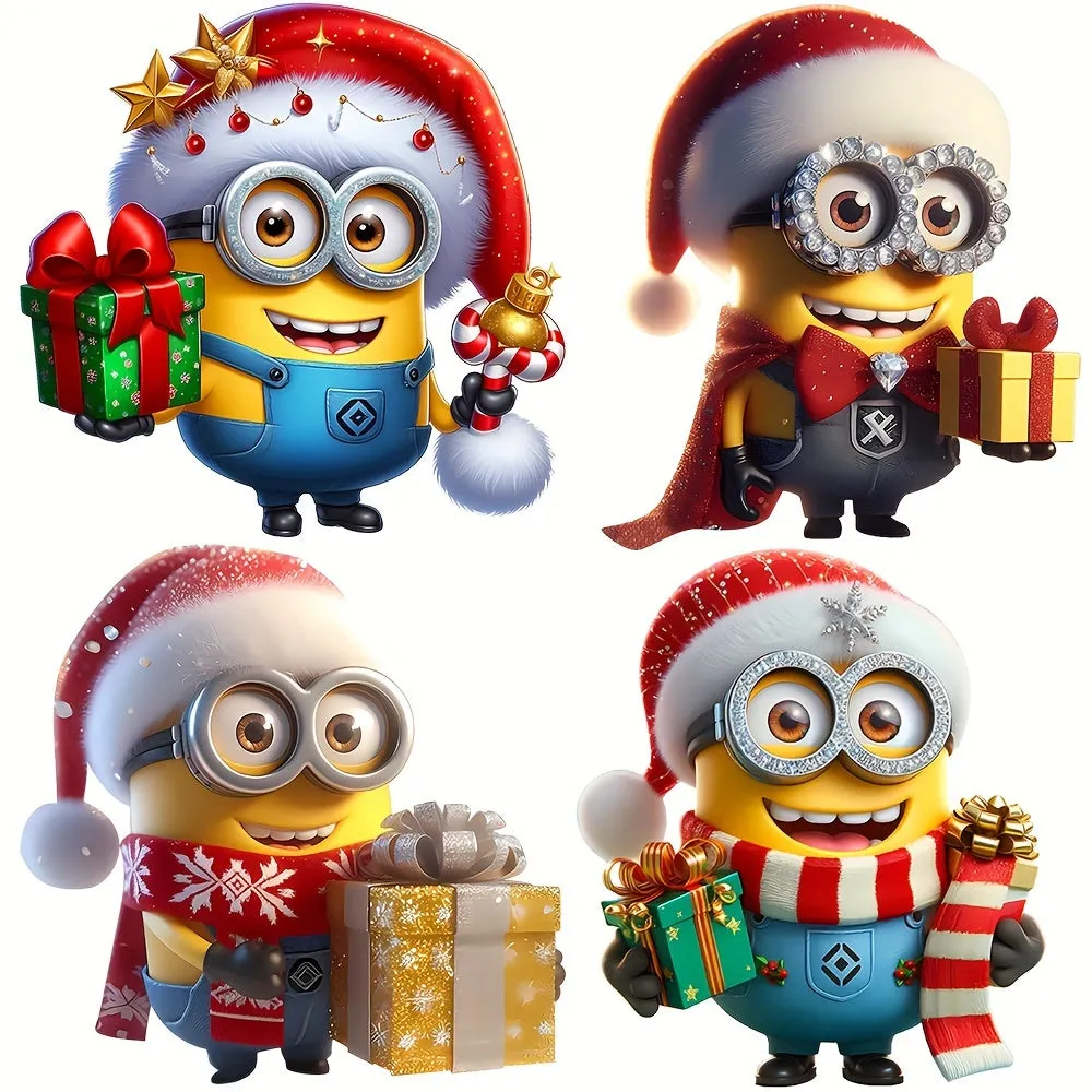 8pcs Cute Minions Christmas Tree Ornaments - 2D Acrylic, Double-Sided Design for Holiday & New Year Decorations, Perfect for Cars, Backpacks, Keychains & Windows, for Christmas