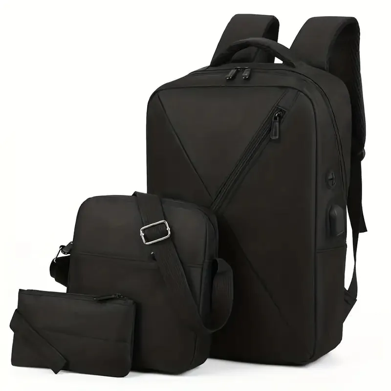 A Set Of Three Fashionable Computer Backpacks, A Daily Commuting Work Backpack, A Minimalist Backpack, A Multi-functional Computer Backpack, A Unisex Backpack