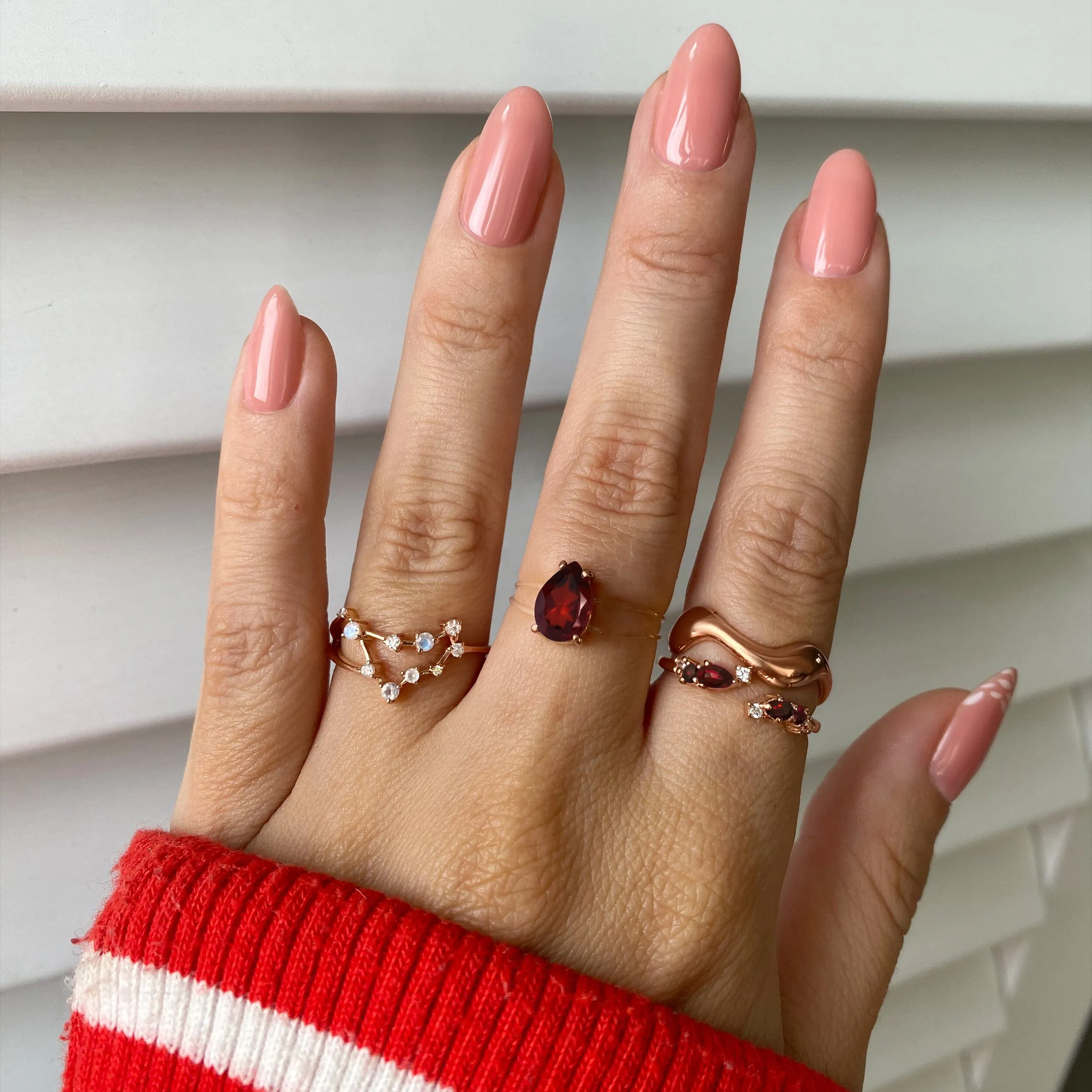 Adjustable Garnet Ring Flourish - January Birthstone