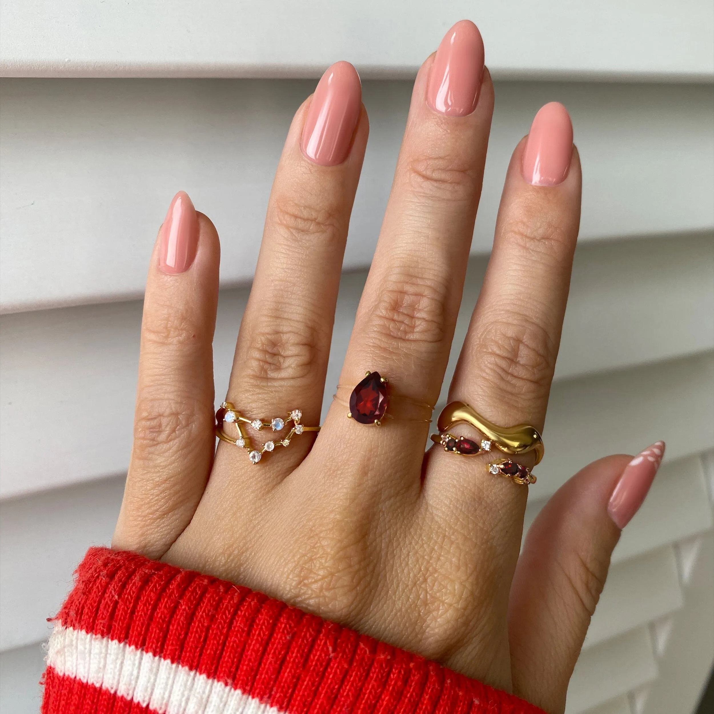 Adjustable Garnet Ring Flourish - January Birthstone