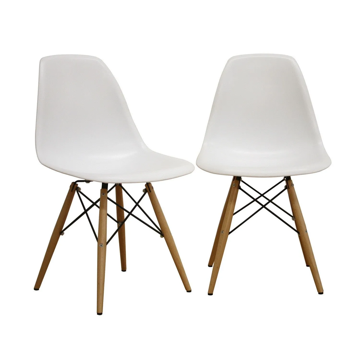 Azzo White Plastic Mid-Century Shell Chair - 2pcs