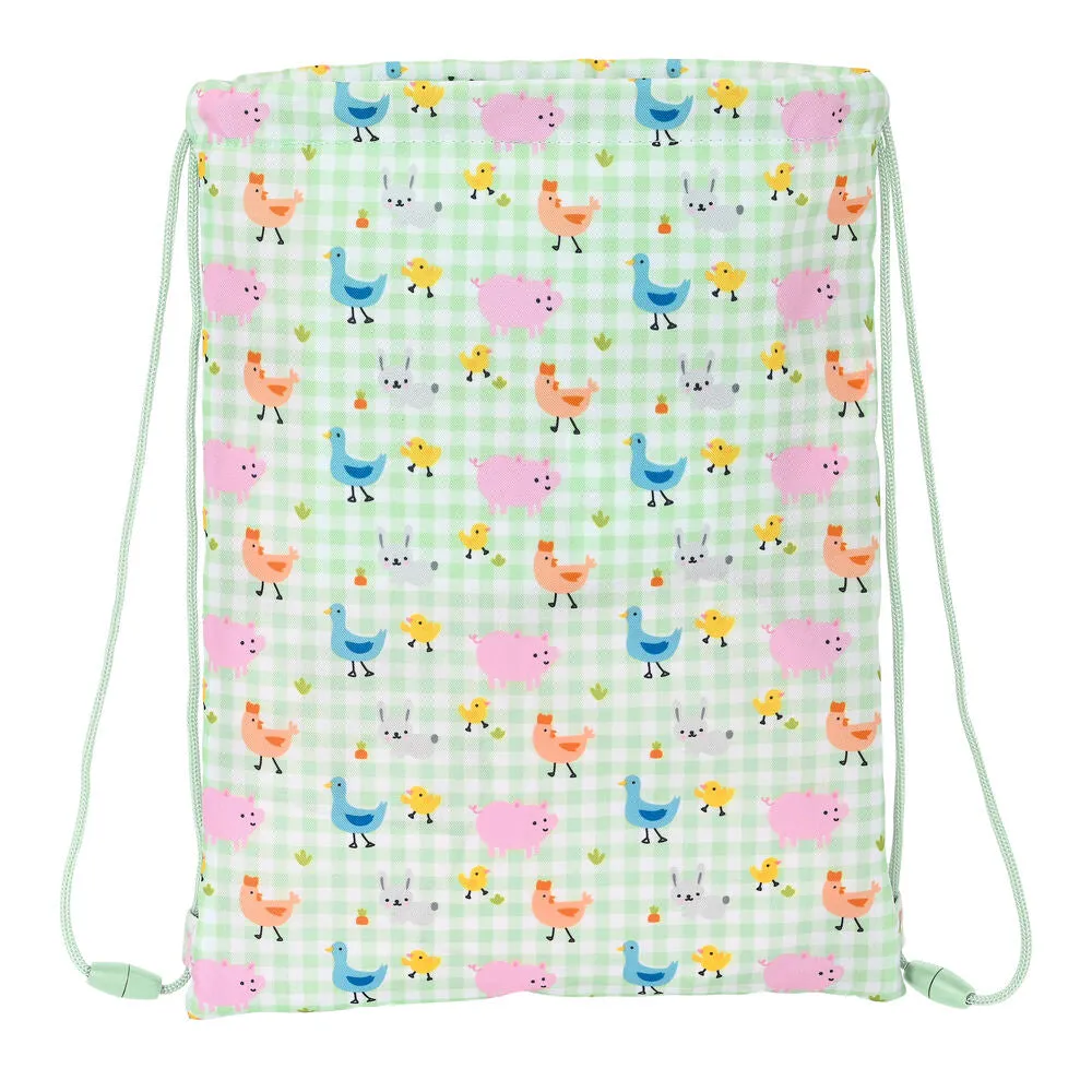 Backpack with Strings Safta Granja White Green 26 x 34 x 1 cm