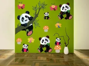 Best Stuff - Beautiful Blossom Panda Set Wall Sticker for Kids Room Home Decor (136 cm x 130 cm)- Code BD 30