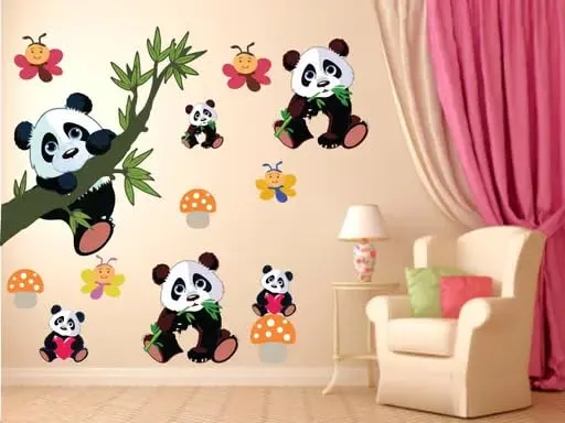 Best Stuff - Beautiful Blossom Panda Set Wall Sticker for Kids Room Home Decor (136 cm x 130 cm)- Code BD 30