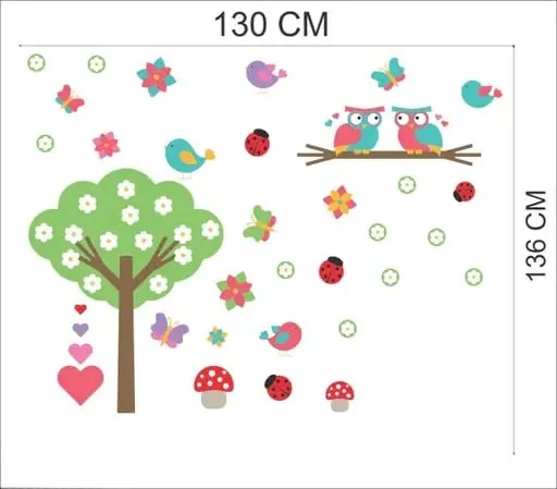 Best Stuff - Beautiful Blossom Tree with Birds Wall Sticker for Kids Room Home Decor (136 cm x 130 cm)- Code BC 01