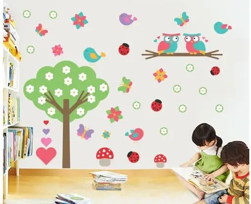 Best Stuff - Beautiful Blossom Tree with Birds Wall Sticker for Kids Room Home Decor (136 cm x 130 cm)- Code BC 01