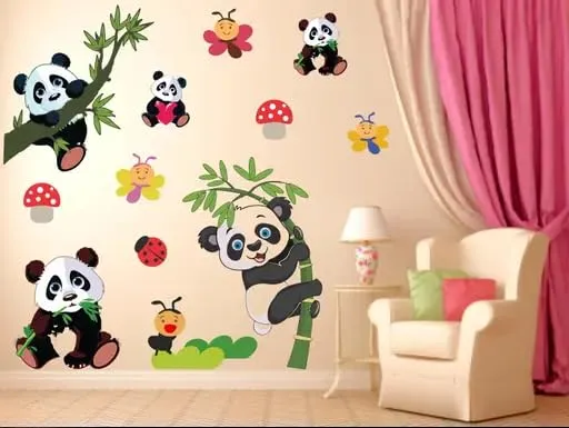 Best Stuff Beautiful Panda Set Wall Sticker for Kids Room- Code BB 04