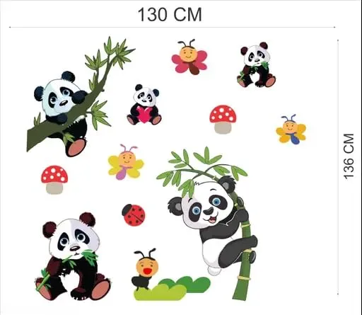 Best Stuff Beautiful Panda Set Wall Sticker for Kids Room- Code BB 04