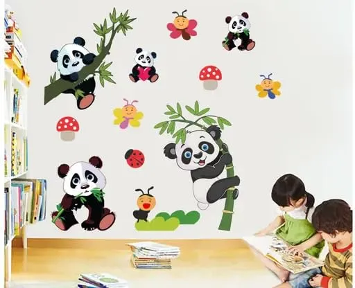 Best Stuff Beautiful Panda Set Wall Sticker for Kids Room- Code BB 04