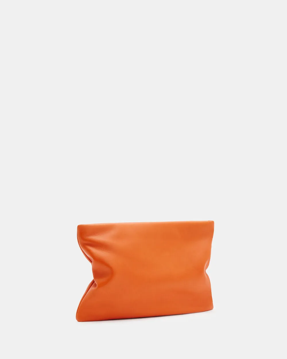 Bettina leather clutch with AllSaints chain, orange pyrol