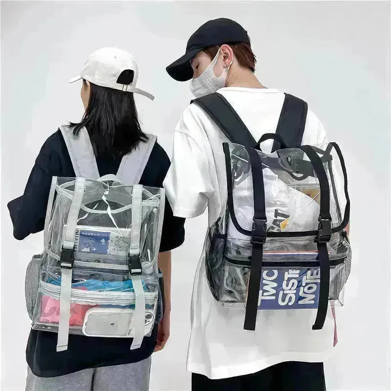 Boy And Girl's Fashion Transparent Flap Travel School Duffel Bag Backpack