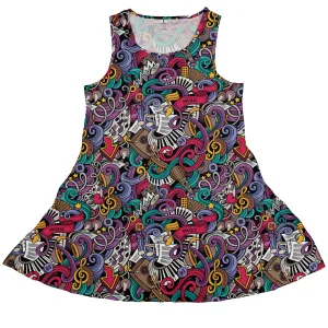 Cartoon Music Doodles Dress