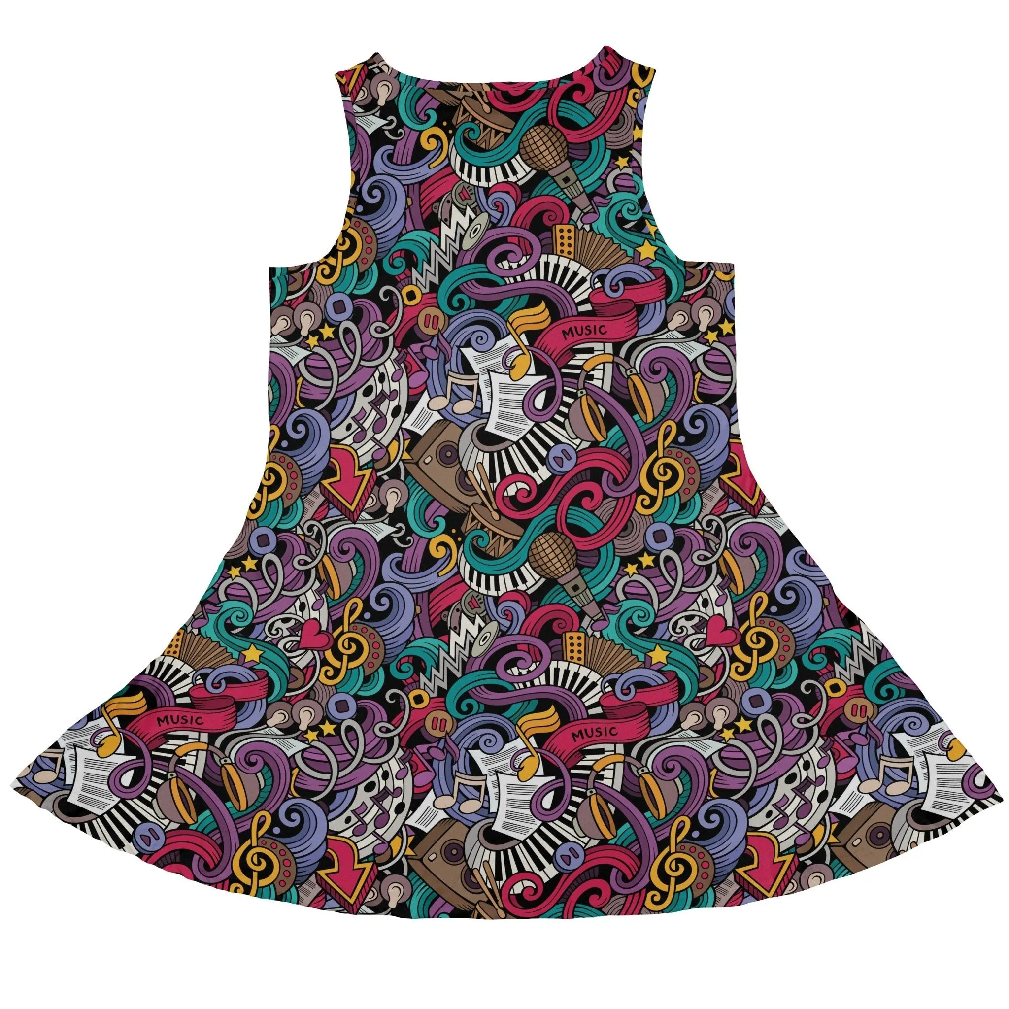 Cartoon Music Doodles Dress