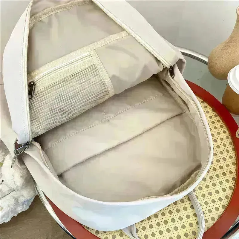 Cool Canvas Backpacks School Bag Double Zipper Bookbag