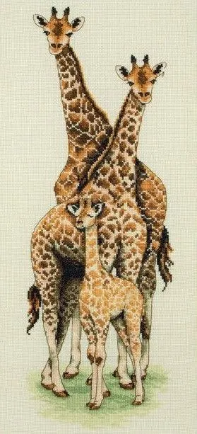 Cross Stitch Kit Anchor - Giraffe Family