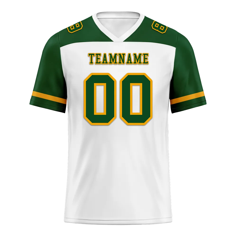 Custom White Green Raglan Sleeves Green Personalized Authentic Football Jersey FBJ02-bc0f0b7