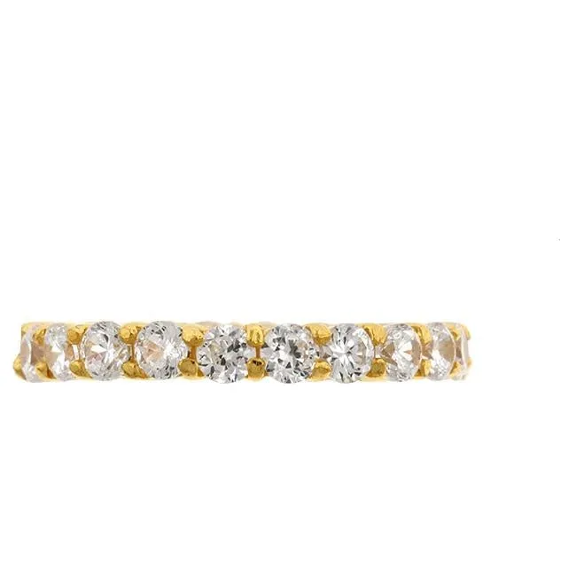 Elizabeth Round CZ Eternity Gold Ring | 4ct | 18k Gold | Sterling Silver