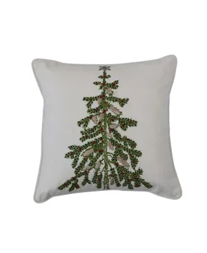 Embroidered Christmas Tree Throw Pillow