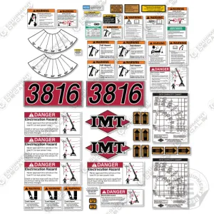 Fits IMT Crane Truck 3816 Series Full Safety Decal Kit with Logos