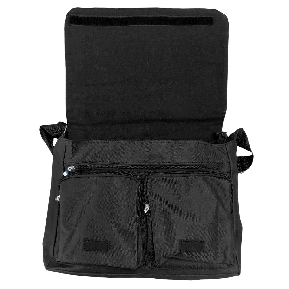 FULL CARTON - 25 x LARGE SHOULDER BAGS with POCKETS - 38cm x 30cm - BLACK