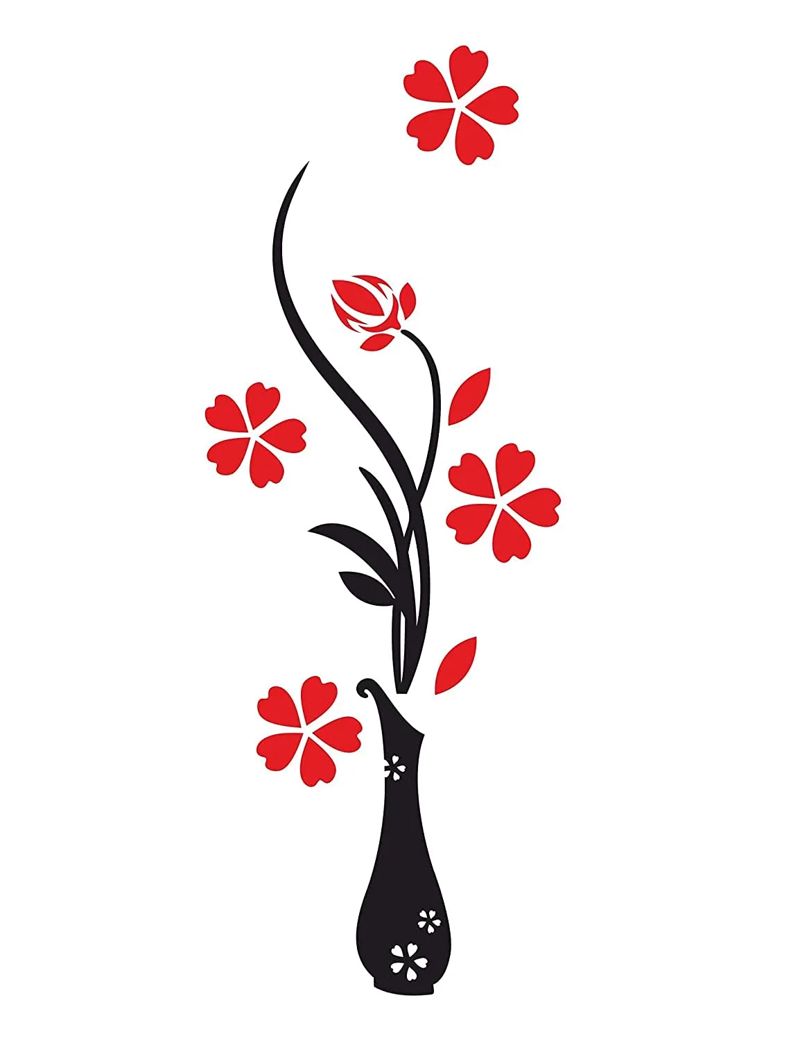 Ghar Kraft Set of 2 Wall Sticker Dream Girl and Flower Vase Red Wall Sticker