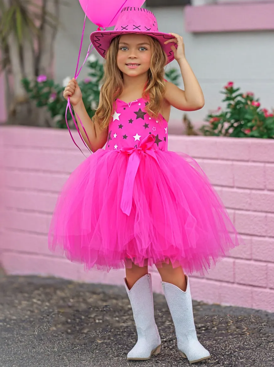 Girls Pink Cowboy Barbiecore Tutu Costume Dress