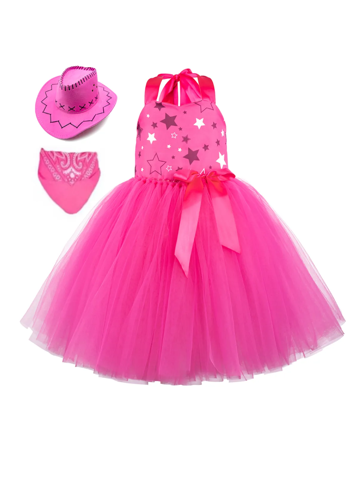 Girls Pink Cowboy Barbiecore Tutu Costume Dress