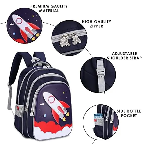 Gleevers X KidVenture Series Clownfish School Bag 22 L | Printed Polyester | Free Stationery Pouch | Bags for School Children Age 5-7 yrs | Gift for Kids | Black