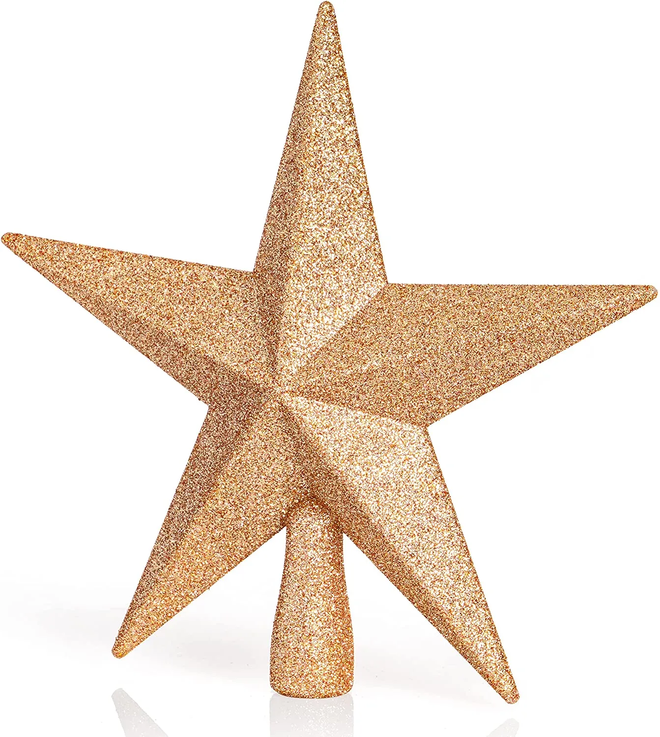 Glitter Star Tree Topper - Christmas Champagne Decorative Holiday Bethlehem Star Ornament