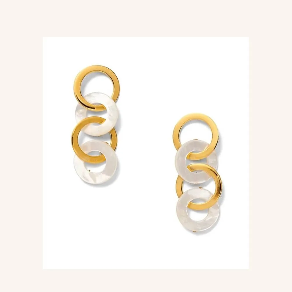 Gold and Mother of Pearl Link Earrings