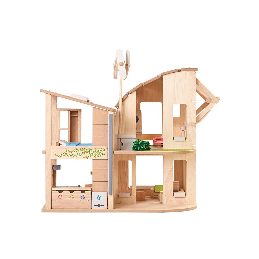 Green Dollhouse With Furniture