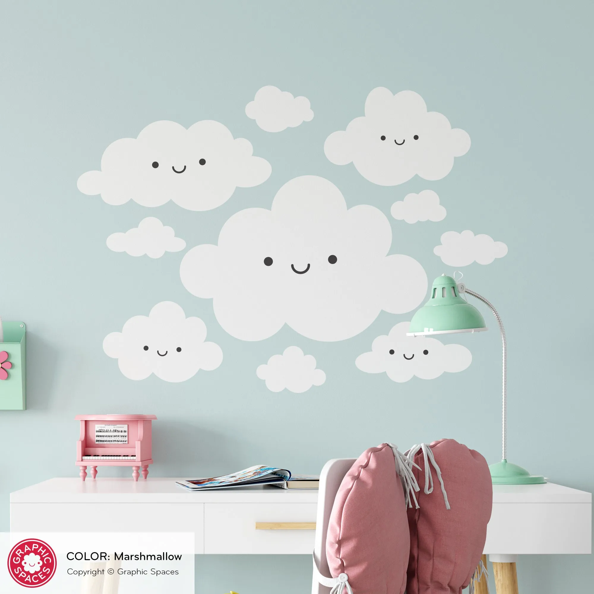 Happy Clouds Fabric Wall Decal