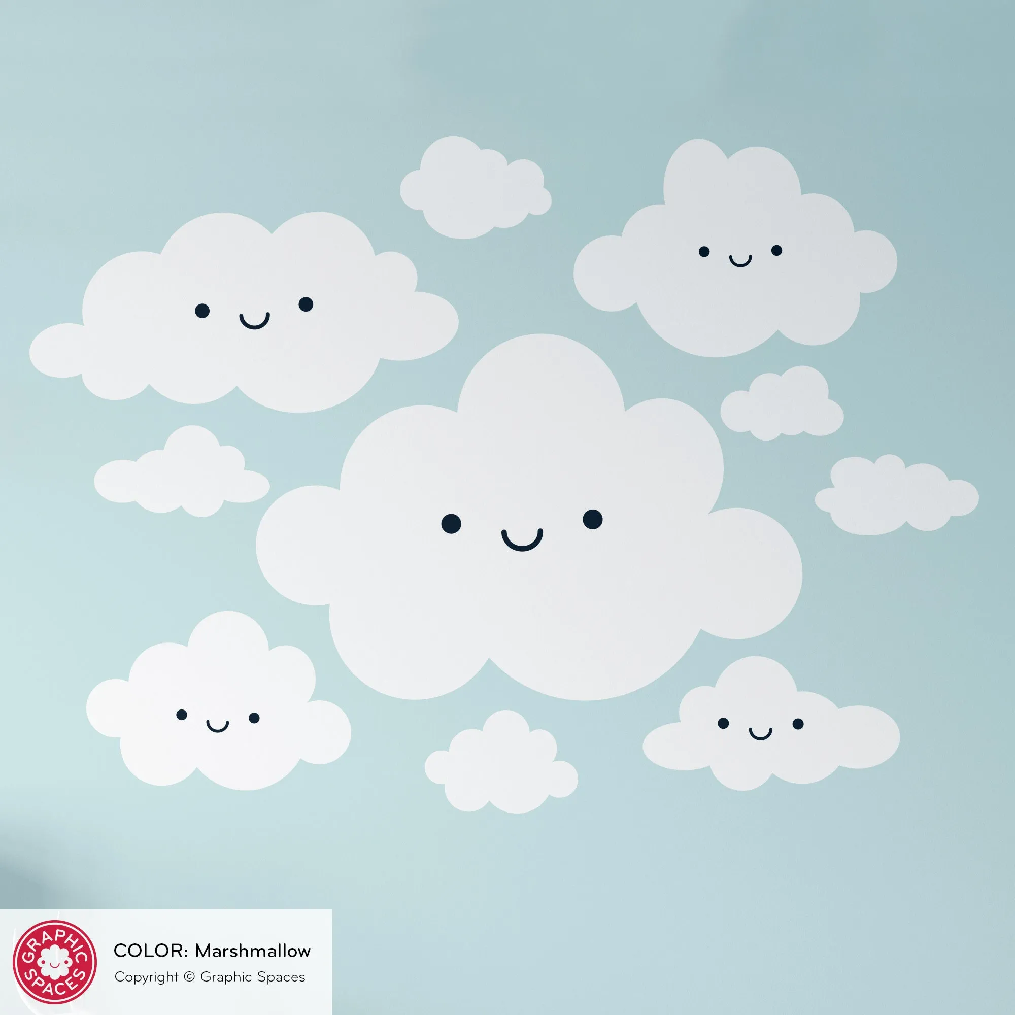 Happy Clouds Fabric Wall Decal