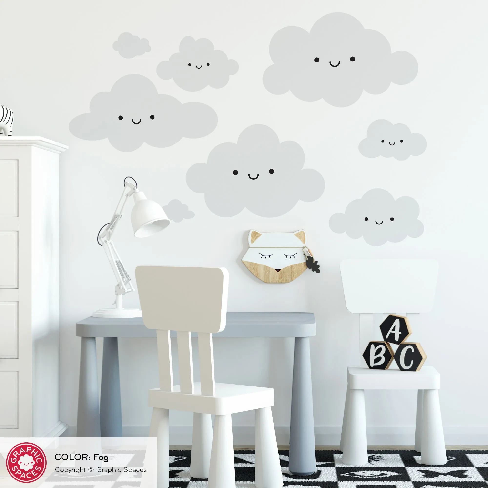 Happy Clouds Fabric Wall Decal