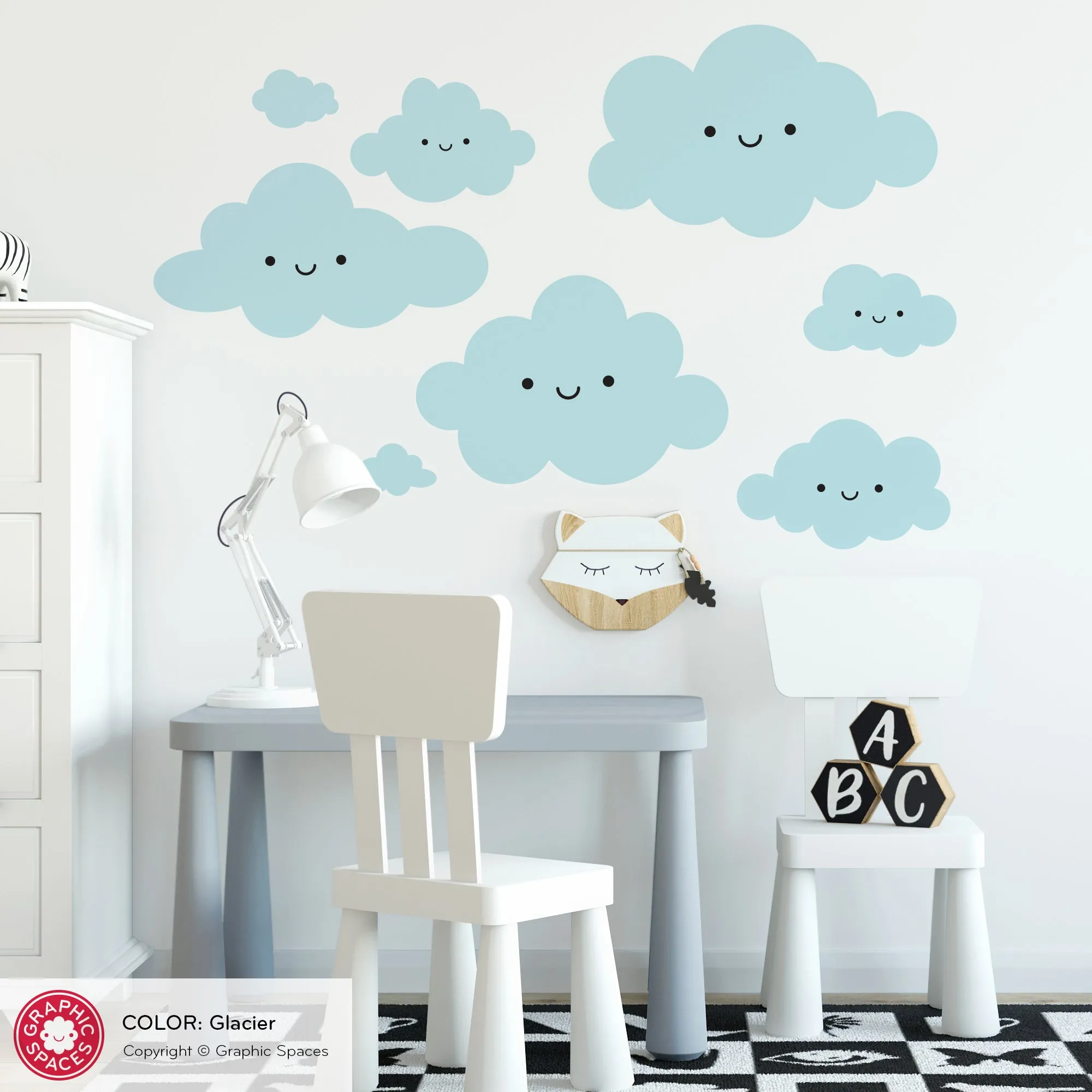 Happy Clouds Fabric Wall Decal