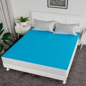 Heart Home Baby Bedsheet | PVC Self Check Mattress Protector Sheet | Waterproof Double Bedsheet for Babies and Adult | 80x80 Inch | Sky Blue