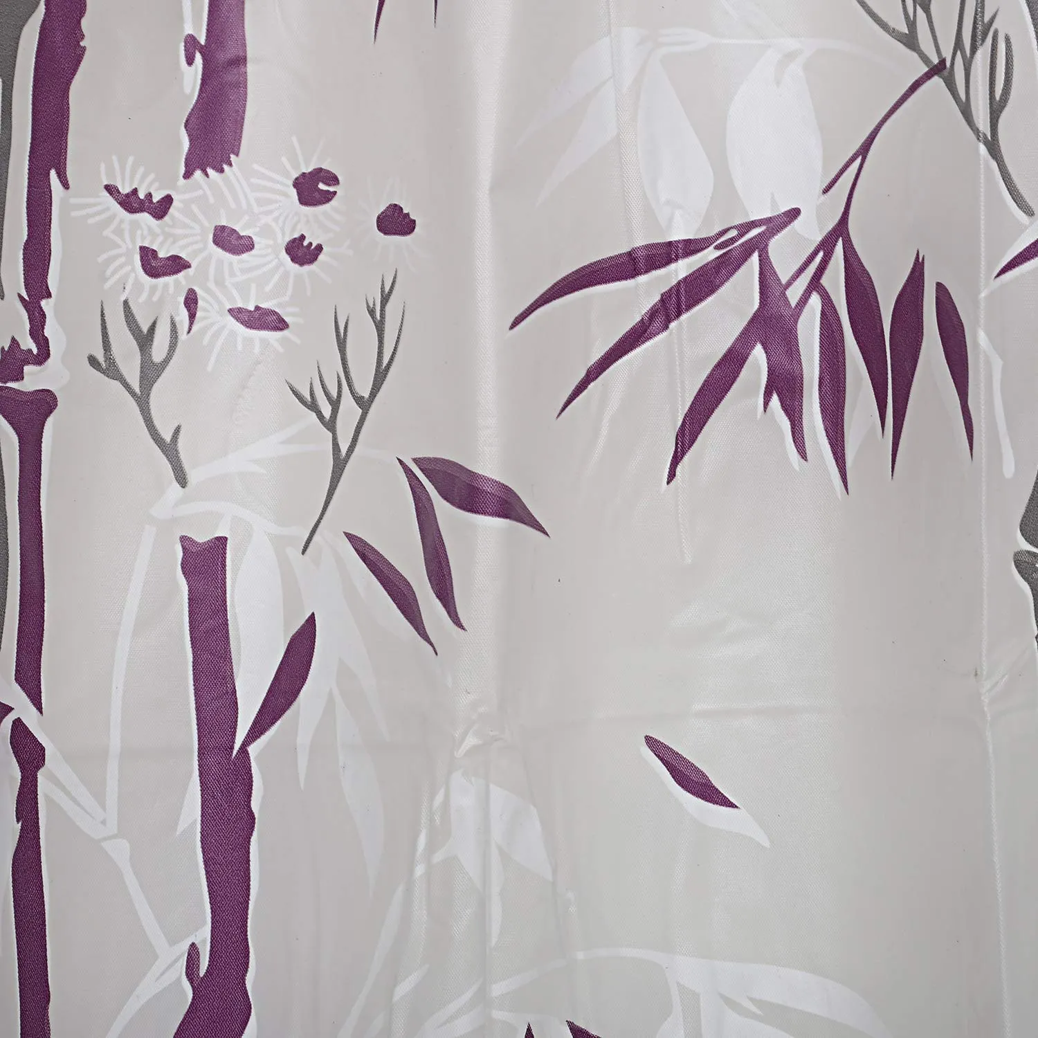 Heart Home Bamboo Printed PVC AC/Shower Curtain with Hooks,7 Feet (Grey)