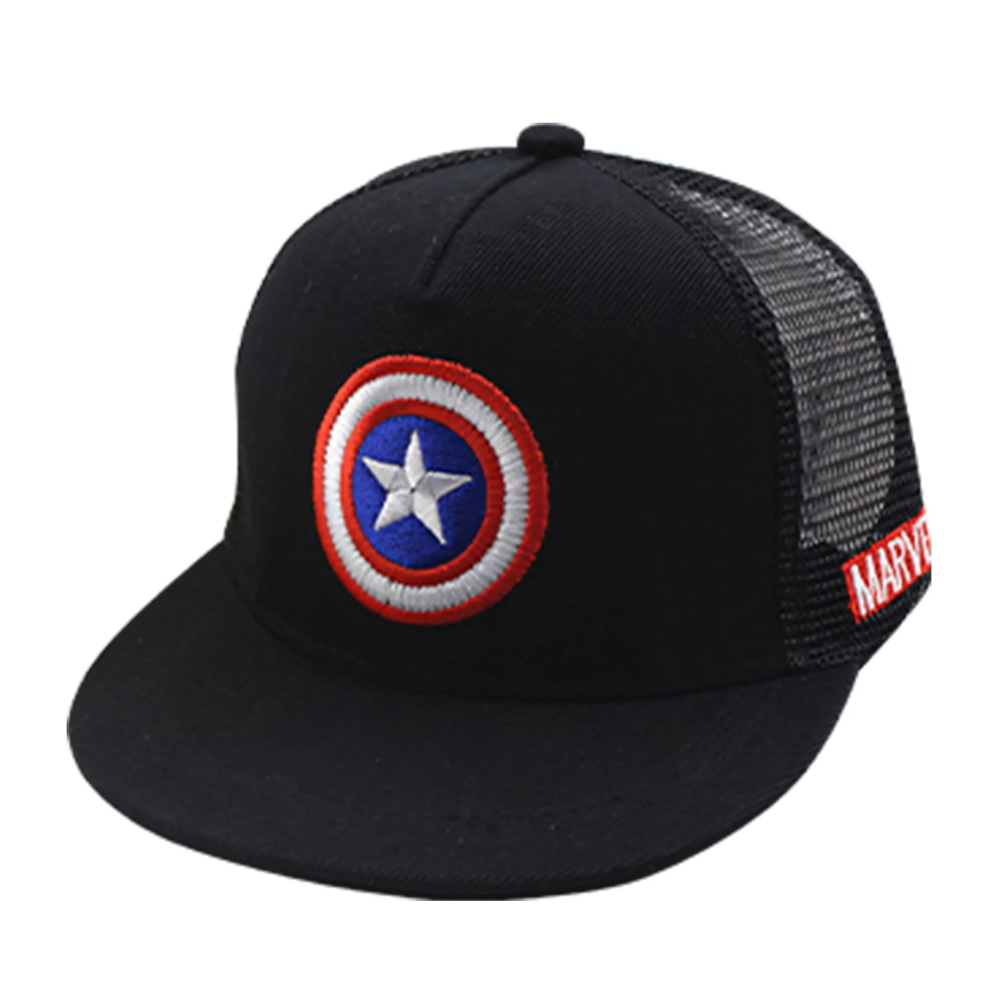 Heart Home Marvel Captain America Cap | Adjustable Cap for Boys and Girls | Cartoon Character Printed Little Cap for Kids | Cap for 7-12 Year Old Baby Girls and Boys | QI0066-C | Black