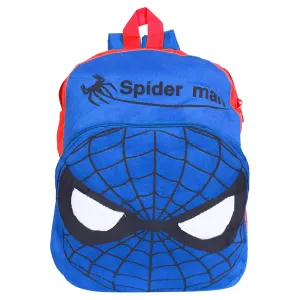 Heart Home Marvel Spiderman Backpack | 2 Compartment Velvet School Bag | School Bag for Kids | Kids School Backpack | Backpack for School | Blue