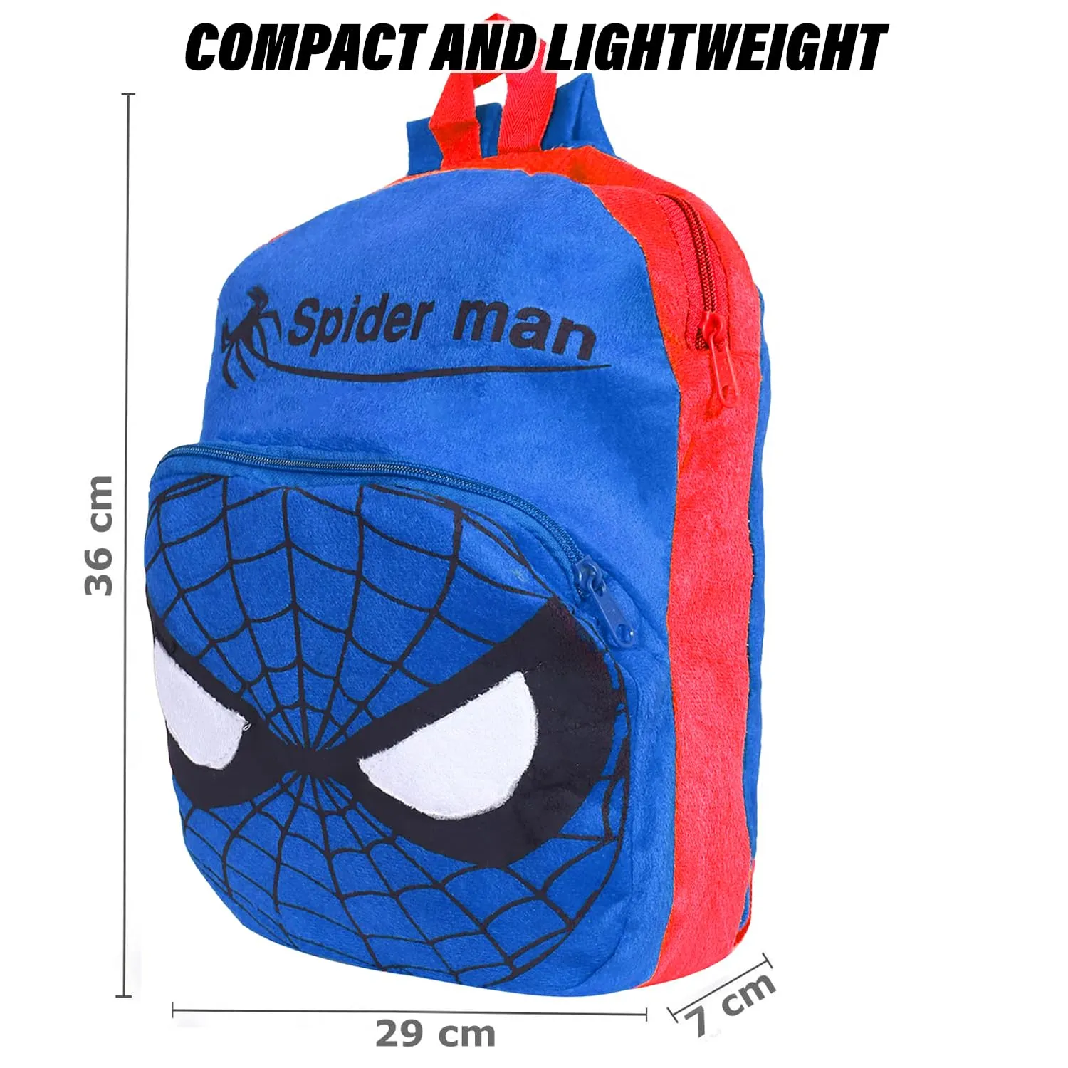 Heart Home Marvel Spiderman Backpack | 2 Compartment Velvet School Bag | School Bag for Kids | Kids School Backpack | Backpack for School | Blue