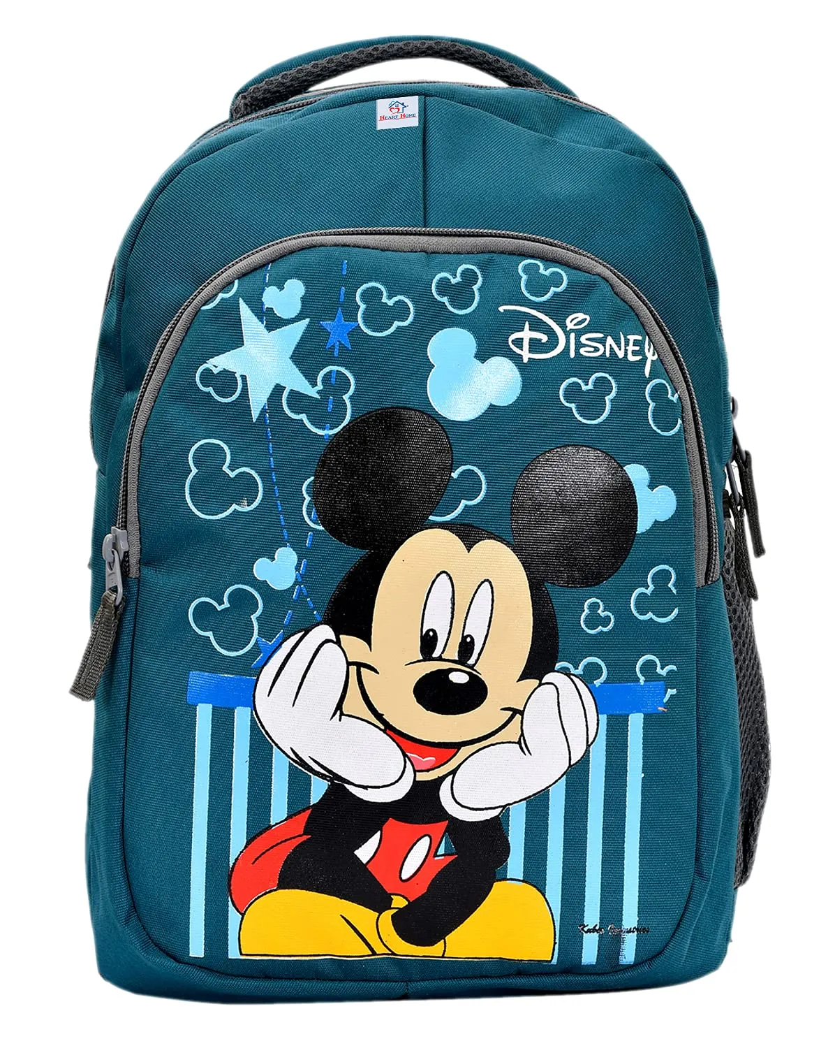 Heart Home Rexien Disney Mickey Mouse Printed Kids School Standard Backpack|Zipper Closure With 3 Comparments|Size 27 X 22 X 40 Cm (Green)-Hs_38_Hearth21105