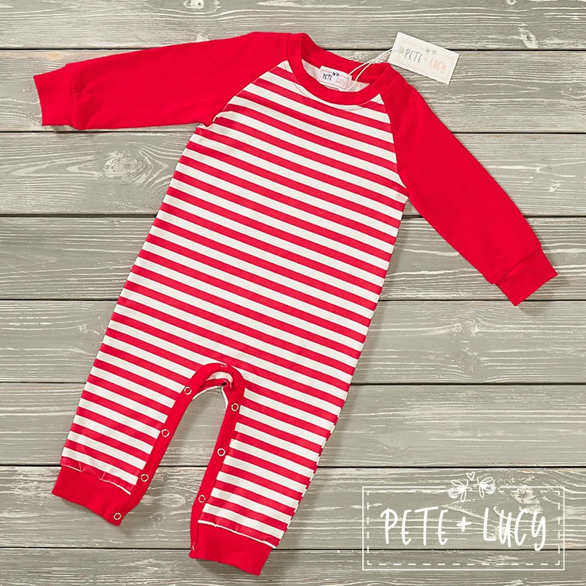 Infant Romper with Red and White stripes