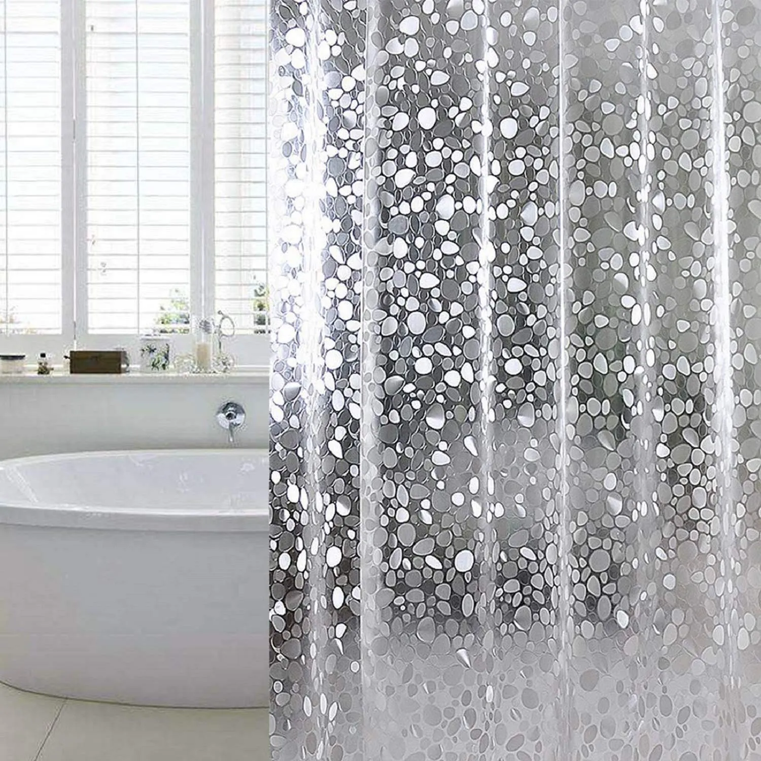 Kuber Industries 0.20mm PVC Shower/AC Curtain|Water Proof Transparent Curtain|Eyelet Rings, Curtain 9 Feet