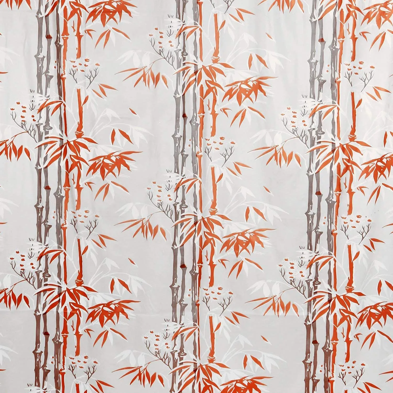 Kuber Industries Bamboo Printed PVC AC/Shower Curtain with Hooks,7 Feet (Orange)