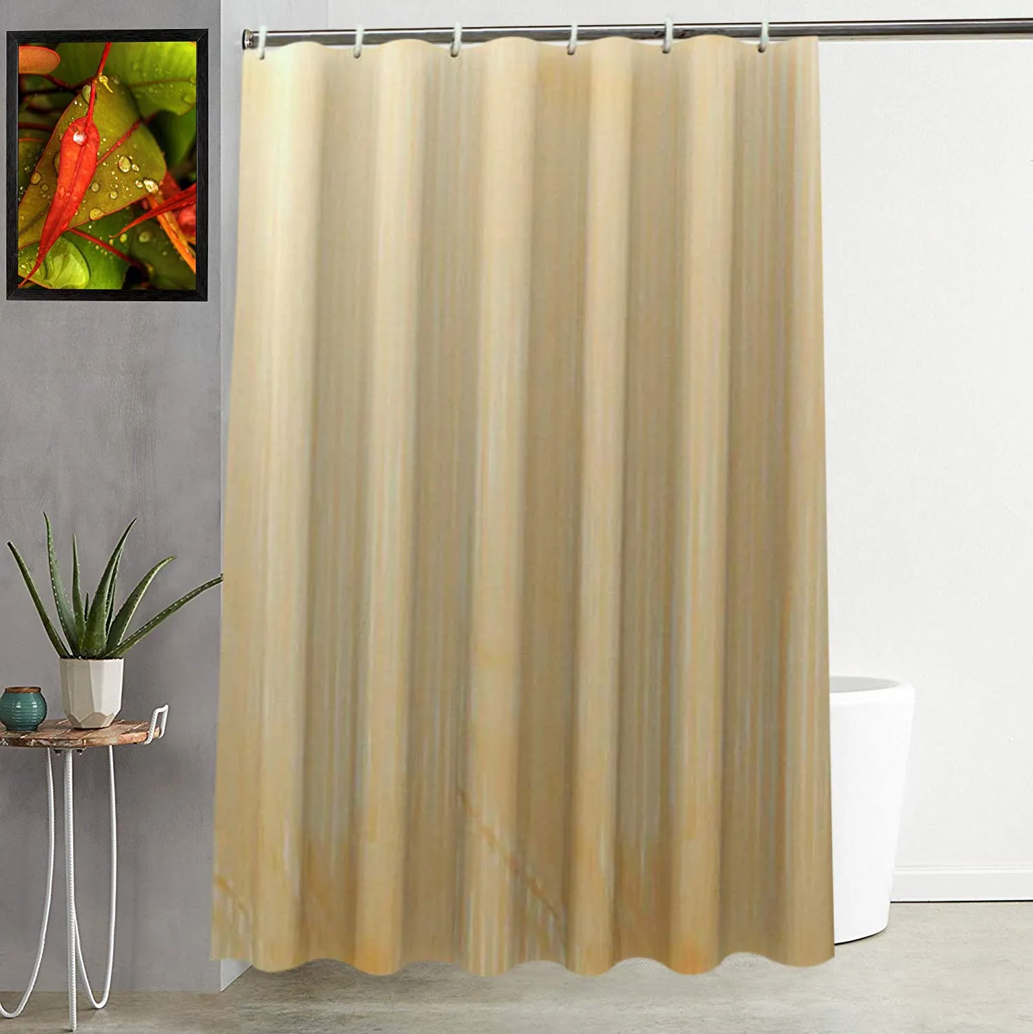 Kuber Industries Self Lining Design 7 Feet Shower Curtain with 8 Hooks ()-CTKTC030570