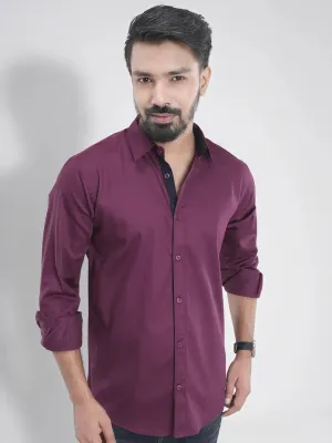 Men's Full Sleeve Casual Shirt in Solid Burgundy